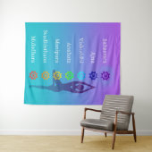 Chakra Tree Pose: Spirituele kunst Yoga Meditatie Wandkleed (In Situ (horizontaal))