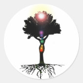 Chakra Tree Ronde Sticker (Voorkant)