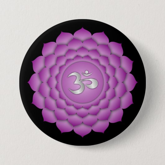 Chakra Violet Crown Zen Yoga Meditation Ronde Button 7,6 Cm (Voorkant)