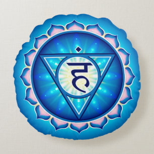 Chakra Vishuddha Yoga Round Pilar Rond Kussen