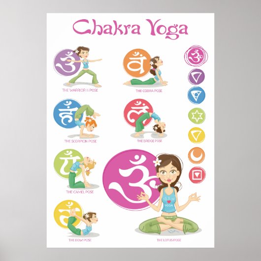 Chakra Yoga Girls Illustrations Vertical Poster (Voorkant)