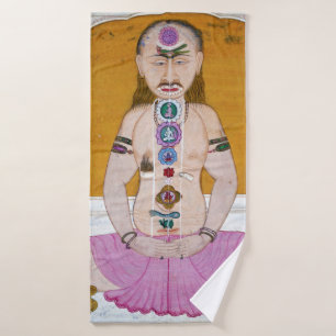 Chakra Yoga Illustratie voor Meditatie Badhanddoek
