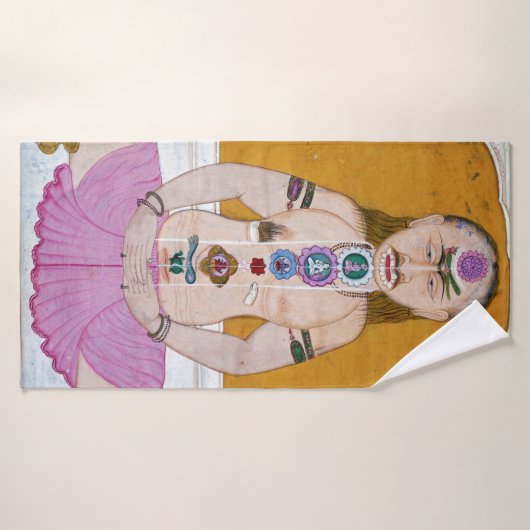 Chakra Yoga Illustratie voor Meditatie Badhanddoek (Badhanddoek)