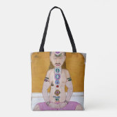 Chakra Yoga Illustratie voor Meditatie Tote Bag (Achterkant)