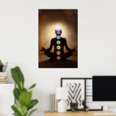 chakra , zeven chakras , energiesysteem , symbolen poster (Thuiskantoor)