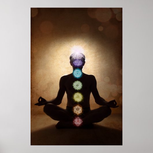 chakra , zeven chakras , energiesysteem , symbolen poster (Voorkant)