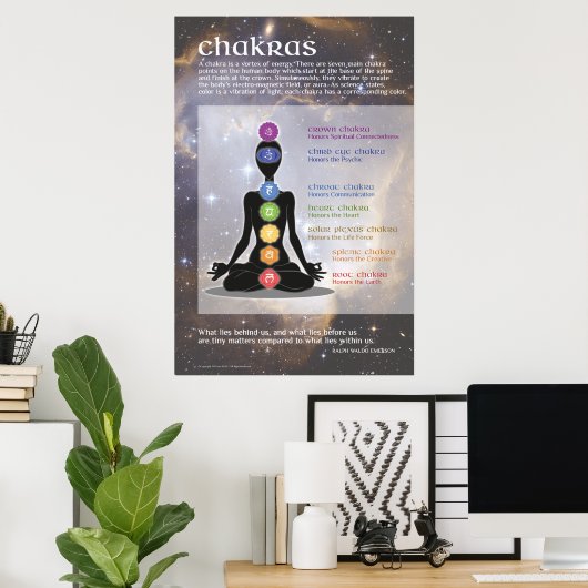 Chakras Art Poster - Yoga Meditation (Thuiskantoor)