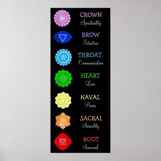 Chakras Centers Chart Chi Energy Poster (Voorkant)