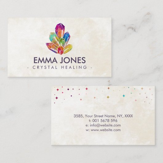 Chakras Crystals Cluster Visitekaartje (Voorkant / Achterkant)
