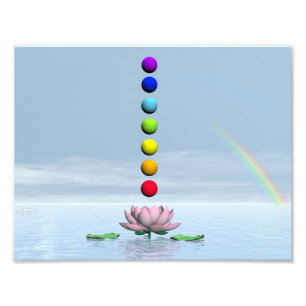 Chakras en regenboog - 3D rendering Foto Afdruk