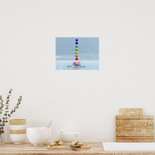 Chakras en regenboog - 3D rendering Poster (Keuken)