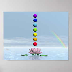 Chakras en regenboog - 3D rendering Poster