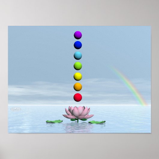 Chakras en regenboog - 3D rendering Poster (Voorkant)