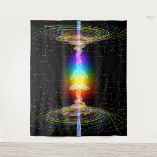 Chakras Energy Activating BlackTapestry Wandkleed (Voorkant)