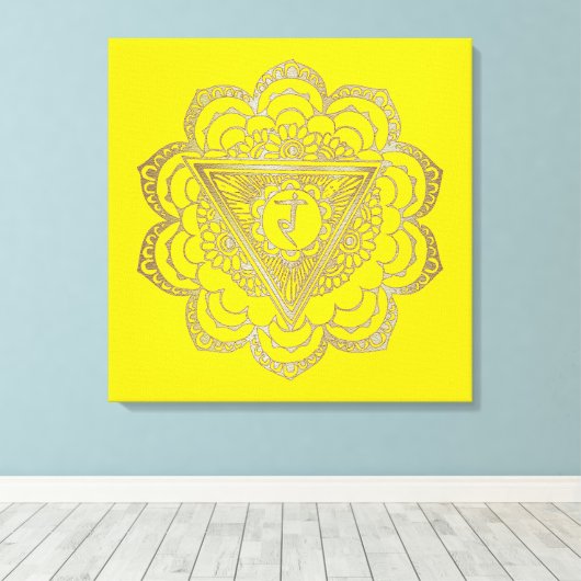Chakras Manipura - Kouddoek Canvas Afdruk (Insitu (Houten vloer))