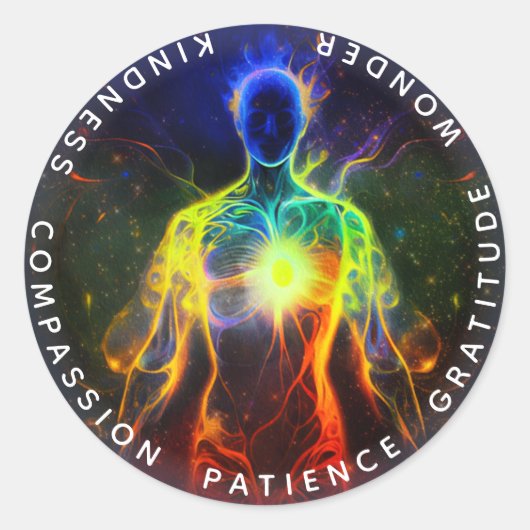 Chakras | Menselijke Auras | Energie-Healer Ronde Sticker (Voorkant)