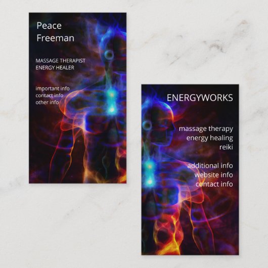 Chakras | Menselijke Auras | Energie-Healer Visitekaartje (Voorkant / Achterkant)
