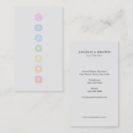 Chakras Minimalist Meditation Visitekaartje (Voorkant / Achterkant)