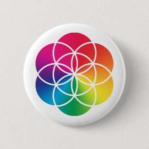 Chakras Rainbow Seed of Life Symbol Ronde Button 5,7 Cm