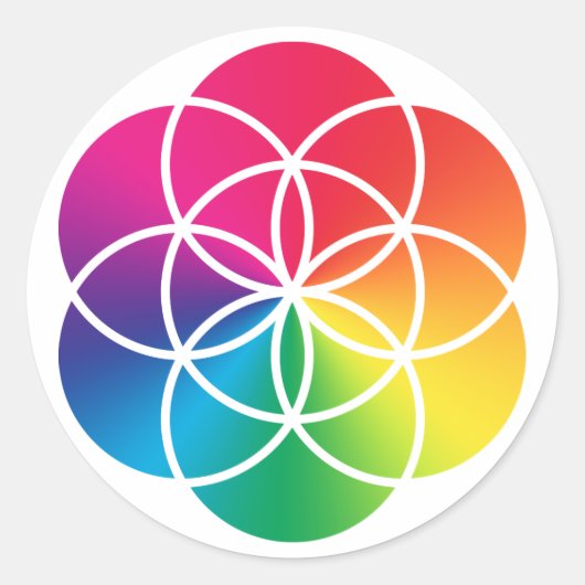 Chakras Rainbow Seed of Life Symbol Ronde Sticker (Voorkant)