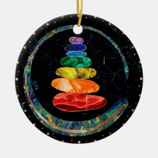 Chakras Zen Stones and Enso cirkels Keramisch Ornament (Voorkant)