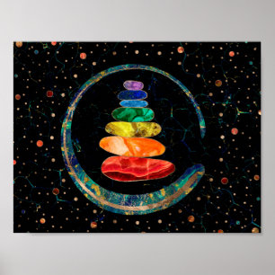 Chakras Zen Stones and Enso cirkels Poster