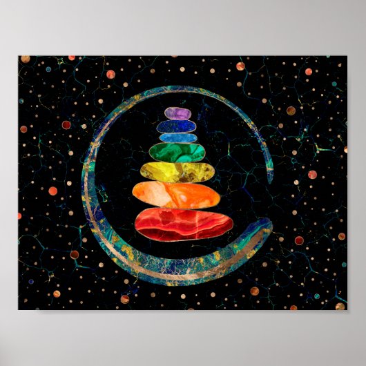 Chakras Zen Stones and Enso cirkels Poster (Voorkant)