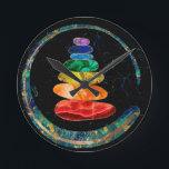 Chakras Zen Stones and Enso cirkels Ronde Klok<br><div class="desc">Chakras Zen Stones and Enso cirkels</div>