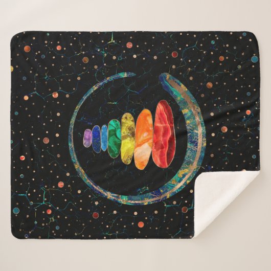 Chakras Zen Stones and Enso cirkels Sherpa Deken (Voorkant (horizontaal))