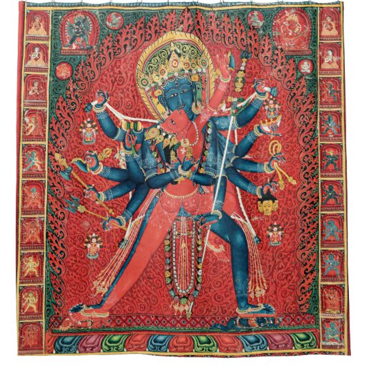 Chakrasamvara en Consort Vajravarahi Douchegordijn (Voorkant)
