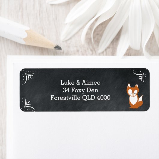 Chalboard Woodland Fox Adres Sticker (Insitu)