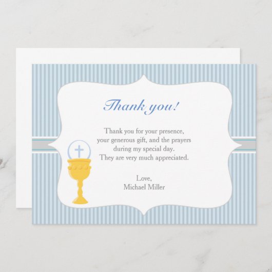 Chalice Communion Blauw Dank u kaart (Voorkant / Achterkant)