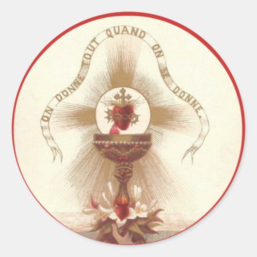 Chalice Cross Rozen Hostcommunie Jesus Altaar Ronde Sticker (Voorkant)