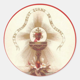 Chalice Cross Rozen Hostcommunie Jesus Altaar Ronde Sticker