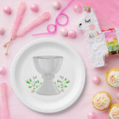 Chalice en roze Buds Greenery First Community Papieren Bordje (Feest)