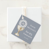 Chalice Host First Communion blue background Bedankjes Labels (In situ)