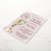 Chalice Host First Communion girl Folie Uitnodiging (Gedraaid)