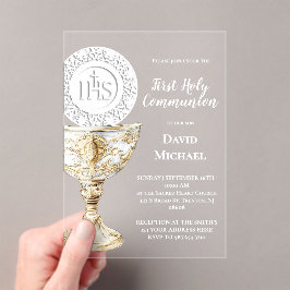 Chalice Host First Holy Communion Acryl Uitnodigingen