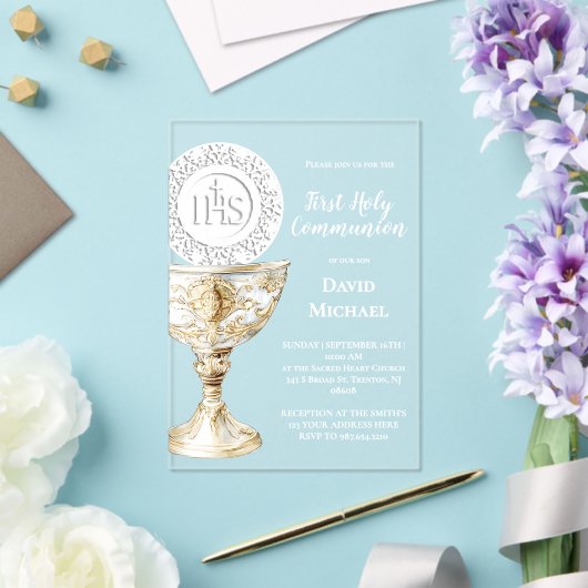 Chalice Host First Holy Communion Acryl Uitnodigingen (Insitu (Huwelijk))