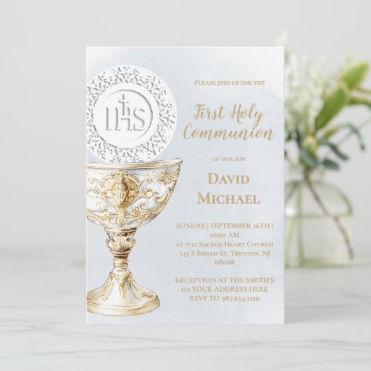 Chalice Host First Holy Communion Kaart (Staand voorkant)
