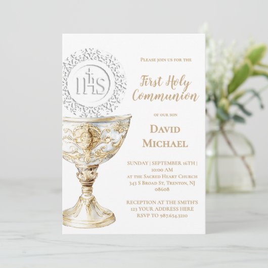 Chalice Host First Holy Communion Kaart (Staand voorkant)