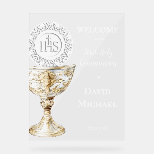 Chalice Host First Holy Communion welcome Acryl Bord (Voorkant)
