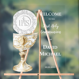 Chalice Host First Holy Communion welcome Acryl Bord