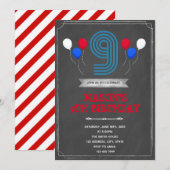 Chalk 9th verjaardagsuitnodiging kaart (Voorkant / Achterkant)