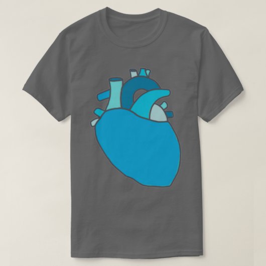 Chalk Anatomical Heart Design Blue T-shirt (Design voorkant)