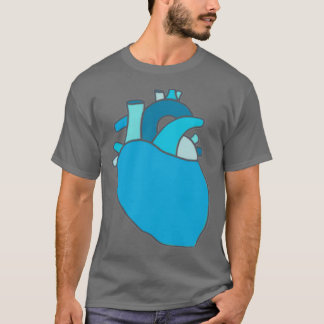 Chalk Anatomical Heart Design Blue T-shirt
