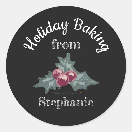 Chalk Art Holly met Kerstmis Homemade Goodies Ronde Sticker (Voorkant)