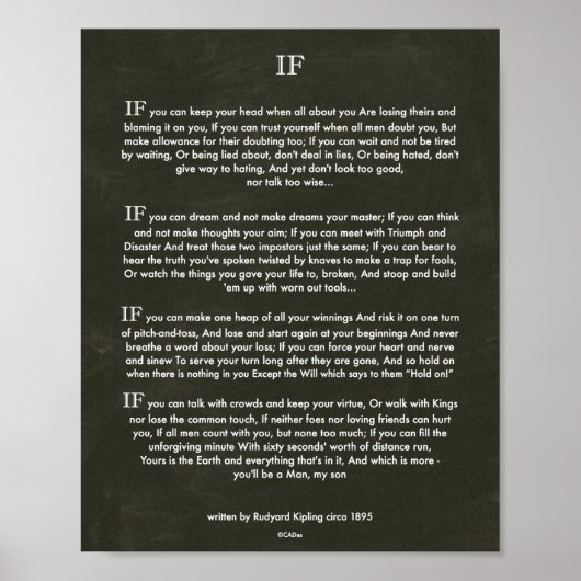 Chalk Art IF Quote van Rudyard Kipling 1895 Poster (Voorkant)