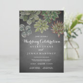Chalk Art Succulent Plant Wedding Invitation Kaart (Staand voorkant)