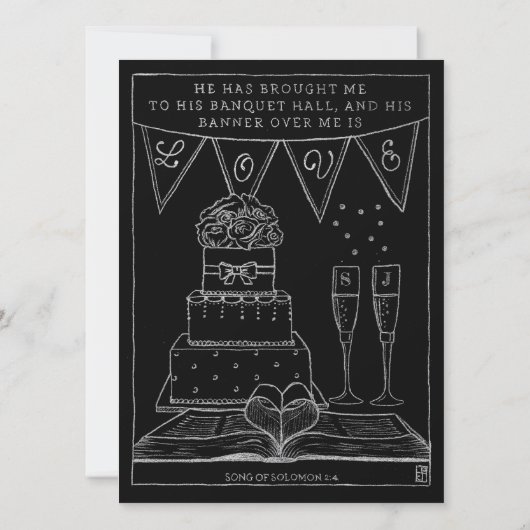 Chalk Banner Wedding Kaart (Achterkant)